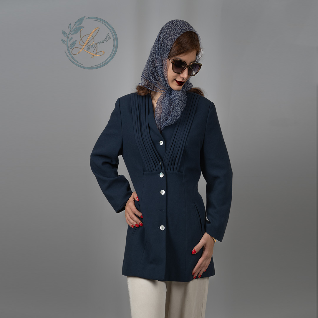 کت سورمه ای جلیقه دار